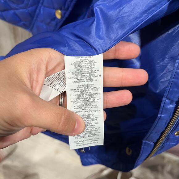 J CREW Womens Shiny Quilted Field Vest Jacket Size XSP Blue Sleeveless Down - Picture 5 of 8